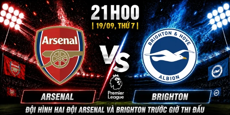 Đội hình hai đội Arsenal và Brighton trước giờ thi đấu